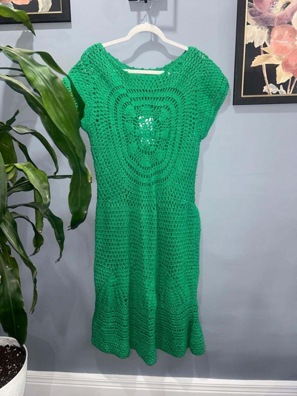 Midnight Velvet Womens Green Crochet Midi Dress NWT sz 2X